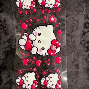 UVDTF transfer stickers set of 2.        Hello Kitty Pink and Red Heart Stickers